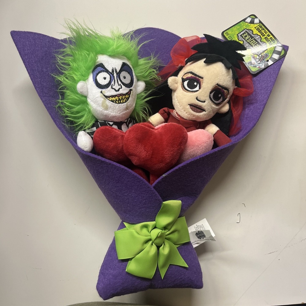 Beetlejuice Lydia Deetz Plush Bouquet Purple Wrap Green Bow Warner Bros Ruz